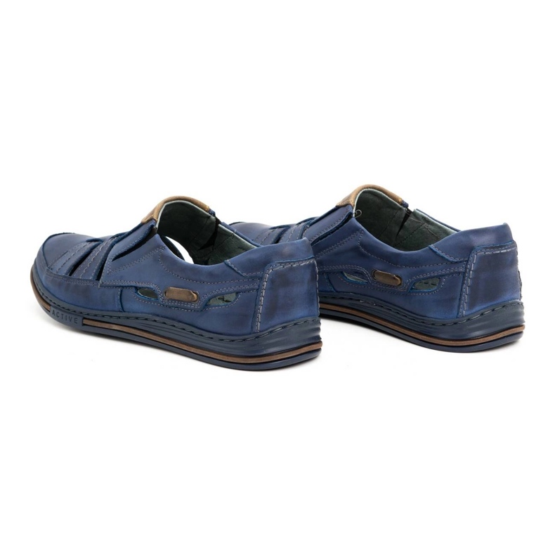 Polbut Scarpe traforate da uomo 06 per l'estate - blu navy e marrone 5