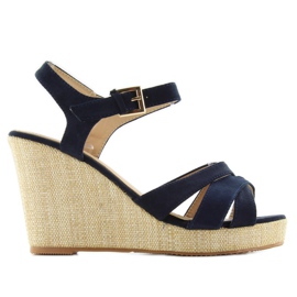 Sandali con zeppa BL337 blu blu navy 1