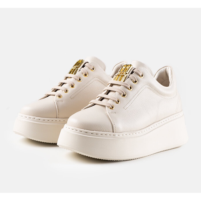 Sneaker Karino in pelle beige 1