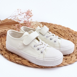 Sneakers da bambino in pelle con velcro bianche Delmara bianca 1