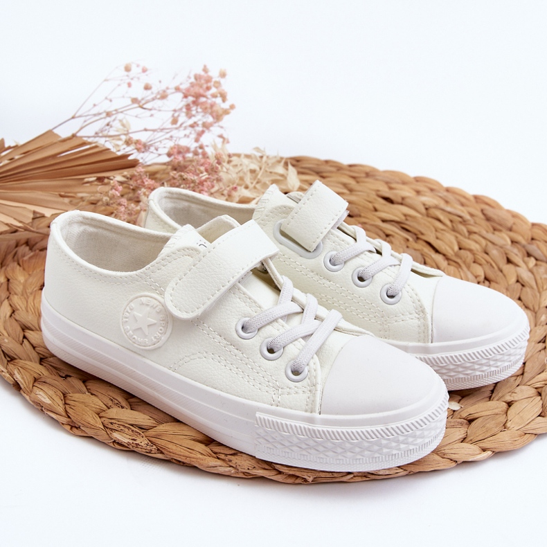 Sneakers da bambino in pelle con velcro bianche Delmara bianco 1
