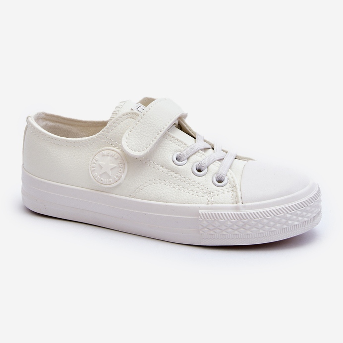 Sneakers da bambino in pelle con velcro bianche Delmara bianca 2