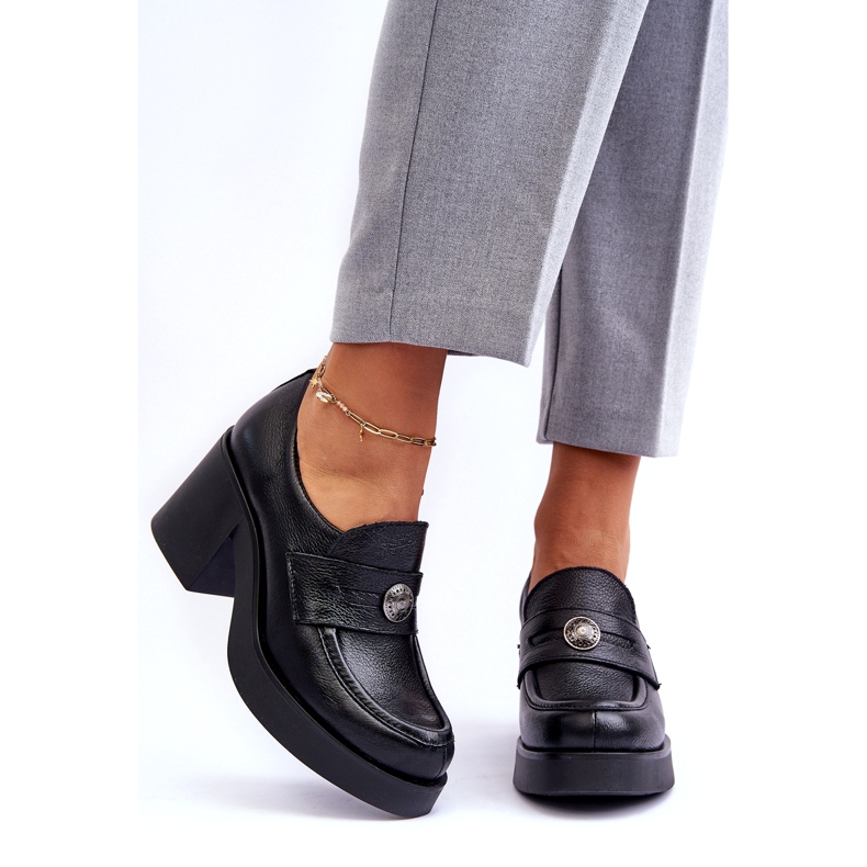 Lemar Scarpe in pelle da donna sul tacco nero 4