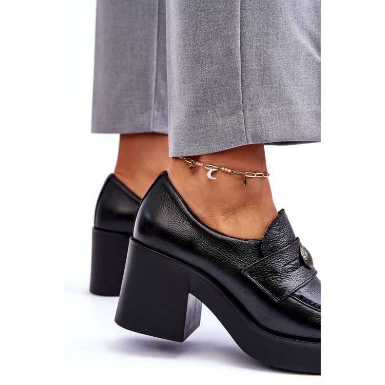 Lemar Scarpe in pelle da donna sul tacco nero 2