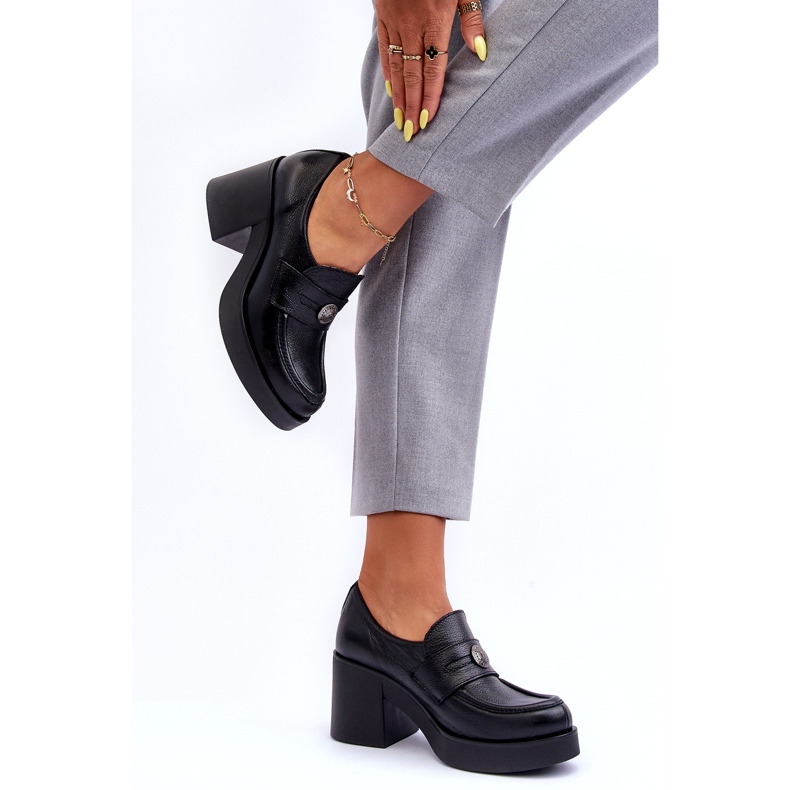 Lemar Scarpe in pelle da donna sul tacco nero 1