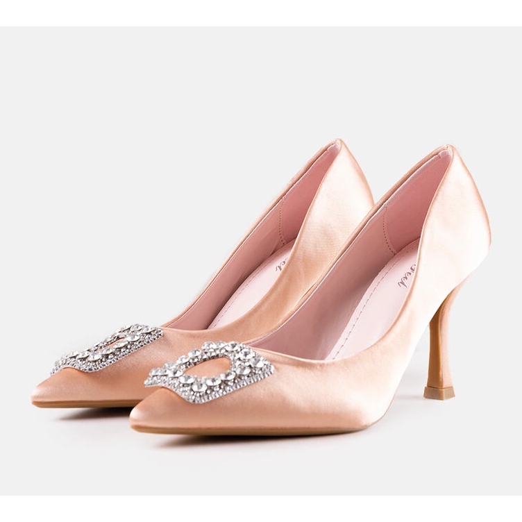 Décolleté beige con finitura satinata e strass Clemente 2