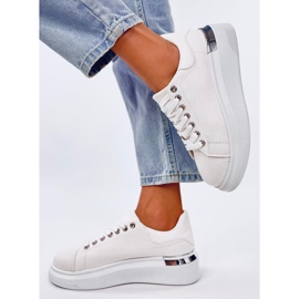 Sneakers con zeppa in tela bianca 1