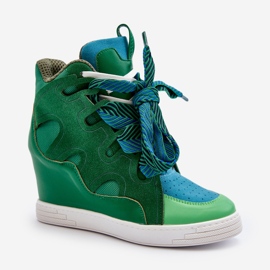 Sneakers con Zeppa da Donna Verde Leoppa 2