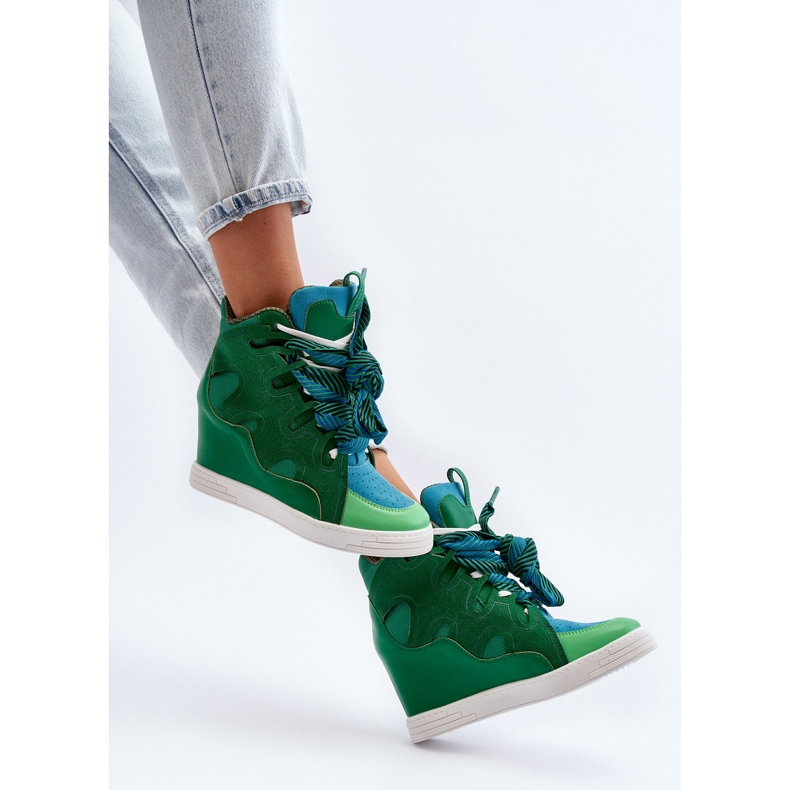 Sneakers con Zeppa da Donna Verde Leoppa 1