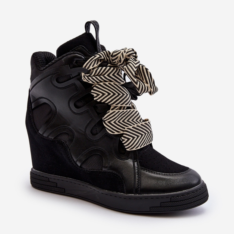Sneakers con Zeppa da Donna Nere Leoppa nero 2