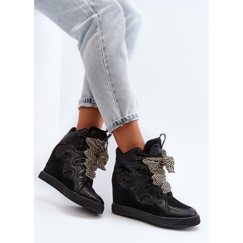 Sneakers con Zeppa da Donna Nere Leoppa nero 1