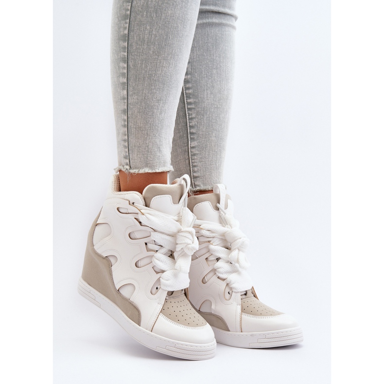 Sneakers con zeppa da donna bianche Leoppa bianca 2