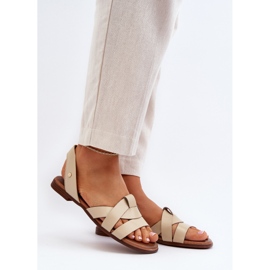 Zazoo 40185 comodi sandali slip-on in pelle, beige 2