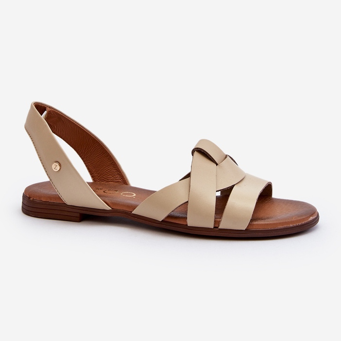 Zazoo 40185 comodi sandali slip-on in pelle, beige 1