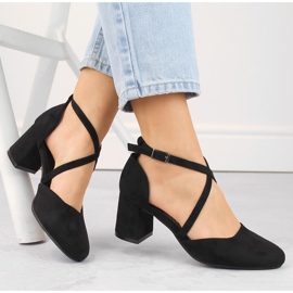 Eleganti sandali da donna in camoscio con tacco alto, neri Potocki SZ12341 nero 1