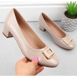Scarpe da donna in vernice beige con tacco alto, Vinceza 58248 1