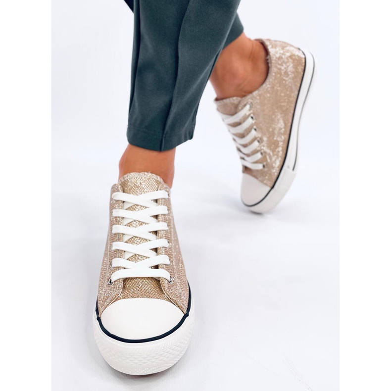 Sneaker Foss con zeppa dorata d'oro 1