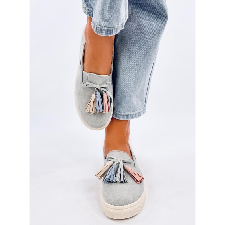 Sneakers Salma Grey con frange grigio 2