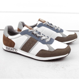 Scarpe sportive comode da uomo in pelle, multicolor Bugatti NN153208 bianca 1
