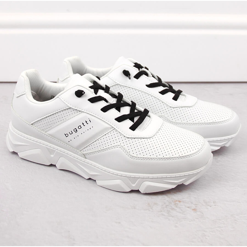 Comode scarpe sportive da uomo in Bugatti bianco bianca 1