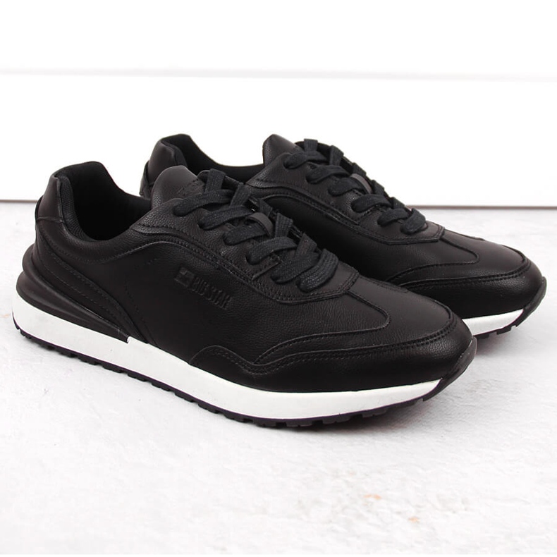 Scarpe sportive da uomo in pelle nera Big Star NN174287 nero 1