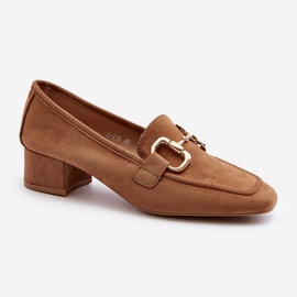 Décolleté a tacco basso con decorazione Camel Dolvira marrone 1