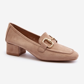 Décolleté beige con tacco largo e decorazione Dolvira 2