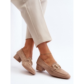 Décolleté beige con tacco largo e decorazione Dolvira 1