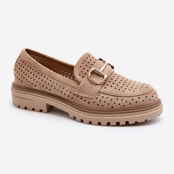 Mocassini Traforati Da Donna Con Decoro, Talesse Beige 2