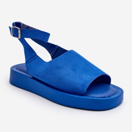 Comodi Sandali Con Plateau Da Donna, Colore Blu Rubino 1