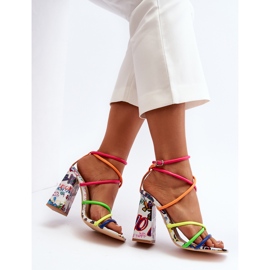 Sandali alla moda con tacco alto Josette multicolore rosa 1