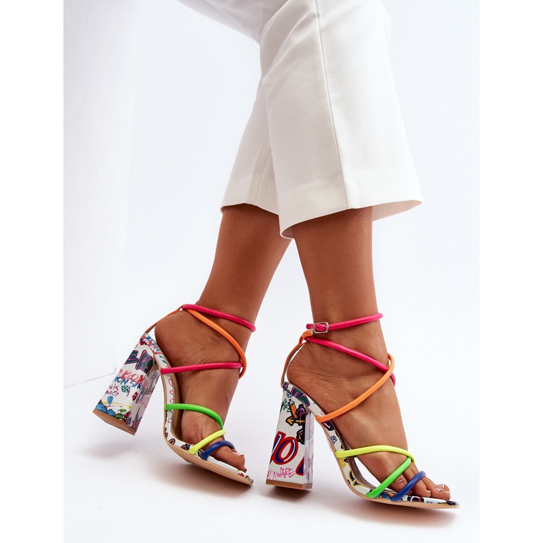 Sandali alla moda con tacco alto Josette multicolore rosa 1