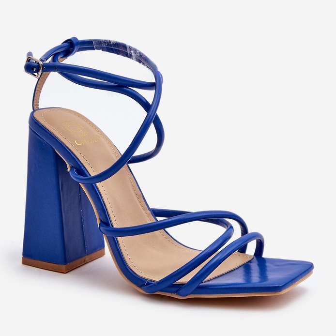 Sandali blu alla moda con tacco alto Josette 2