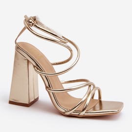 Sandali alla moda con tacco alto Josette color oro d'oro 2
