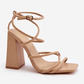 Sandali con tacco alto Josette color nudo alla moda beige 1