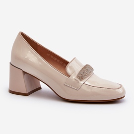 Vinceza Décolleté Beige In Vernice Con Decorazione Samassa 2