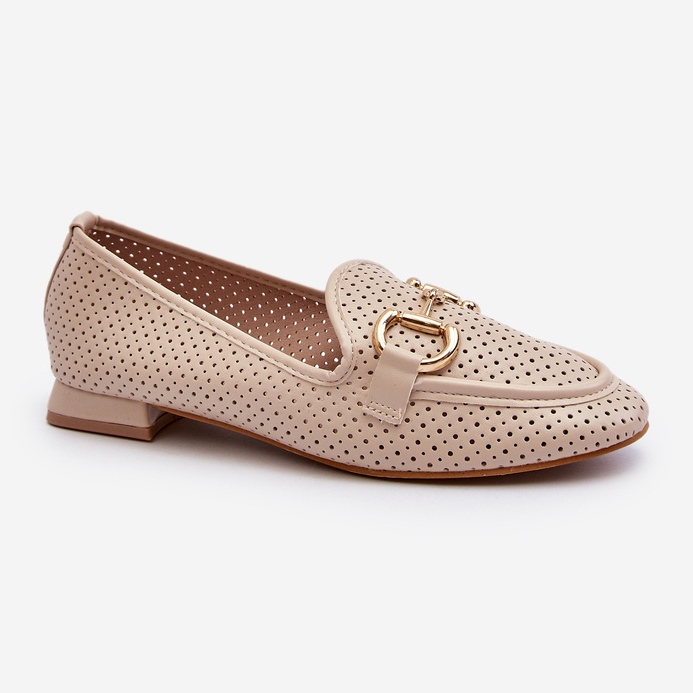 Mocassini Tacco Piatto Da Donna Con Decorazione, Beige Iluvana 1