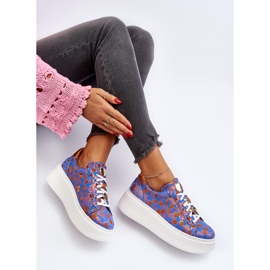 Scarpe sportive in pelle sulla piattaforma Maciejka 06191-06 Blu 2