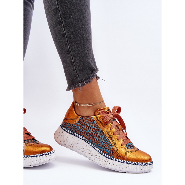 Scarpe sportive da donna in pelle Maciejka 06327-18 Arancione arancia 2