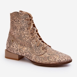 Stivali piatti in pelle fantasia Maciejka 06391-04 Beige 1