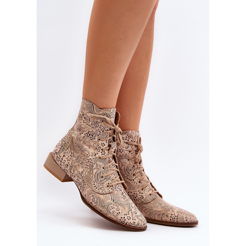 Stivali piatti in pelle fantasia Maciejka 06391-04 Beige 2