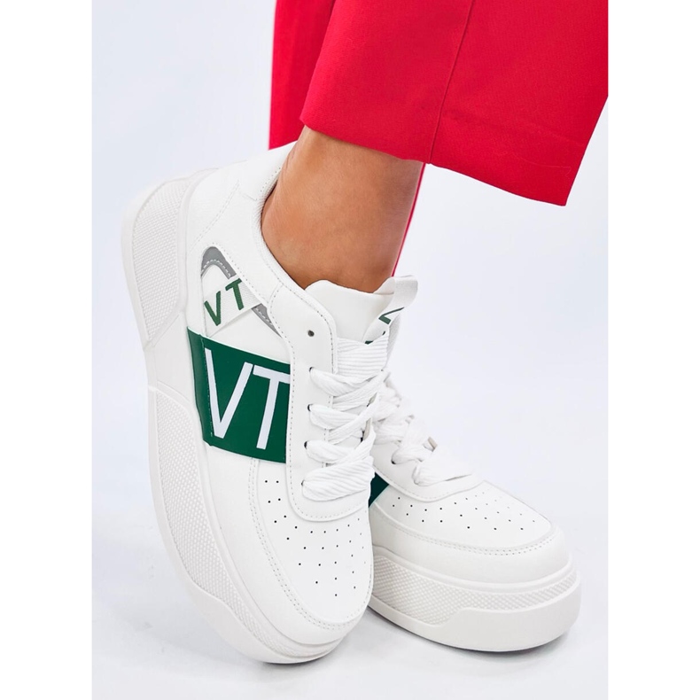 Sneakers con plateau Sterry Bianco Verde 2
