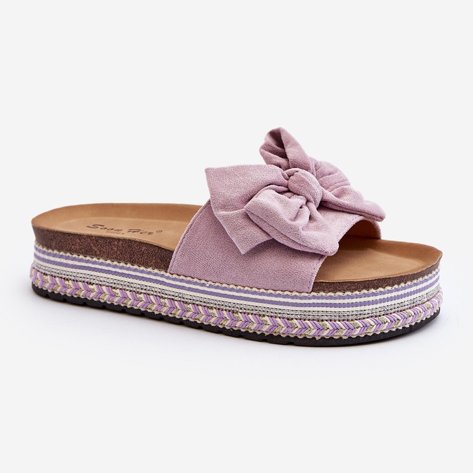 Infradito da donna con plateau e fiocco, Evatria Viola 1