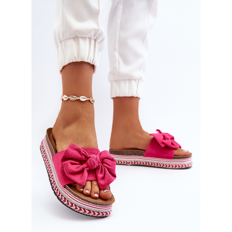 Infradito Da Donna Su Piattaforma Con Fiocco Evatria Fucsia rosa 2
