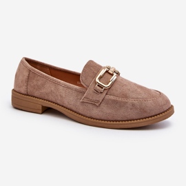 Mocassini da Donna in Camoscio con Tacco Piatto, Misal Beige Scuro 2