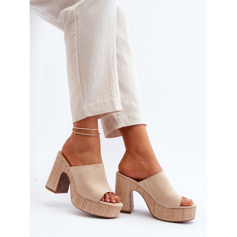 Infradito beige da donna con tacco alto, Siobhan 2