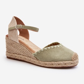 Sandali con zeppa espadrillas in pelle scamosciata con intrecciatura, Raylin verde 1