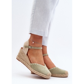 Sandali con zeppa espadrillas in pelle scamosciata con intrecciatura, Raylin verde 2