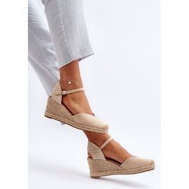 Sandali con zeppa espadrillas in pelle scamosciata con treccia Raylin beige 2