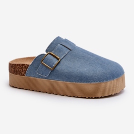 Zoccoli infradito in denim da donna su piattaforma blu Jorfia 1